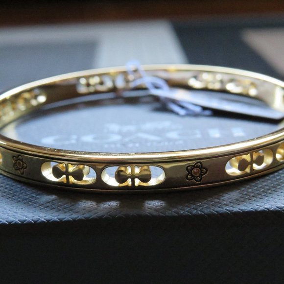 Coach Kissing C Flower Bangle (Gold) - Picture 1 of 5